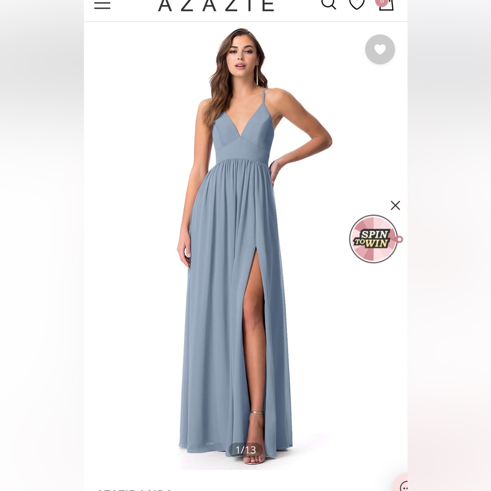 Azazie AAIDA Dress - Dusty Blue - Size A8